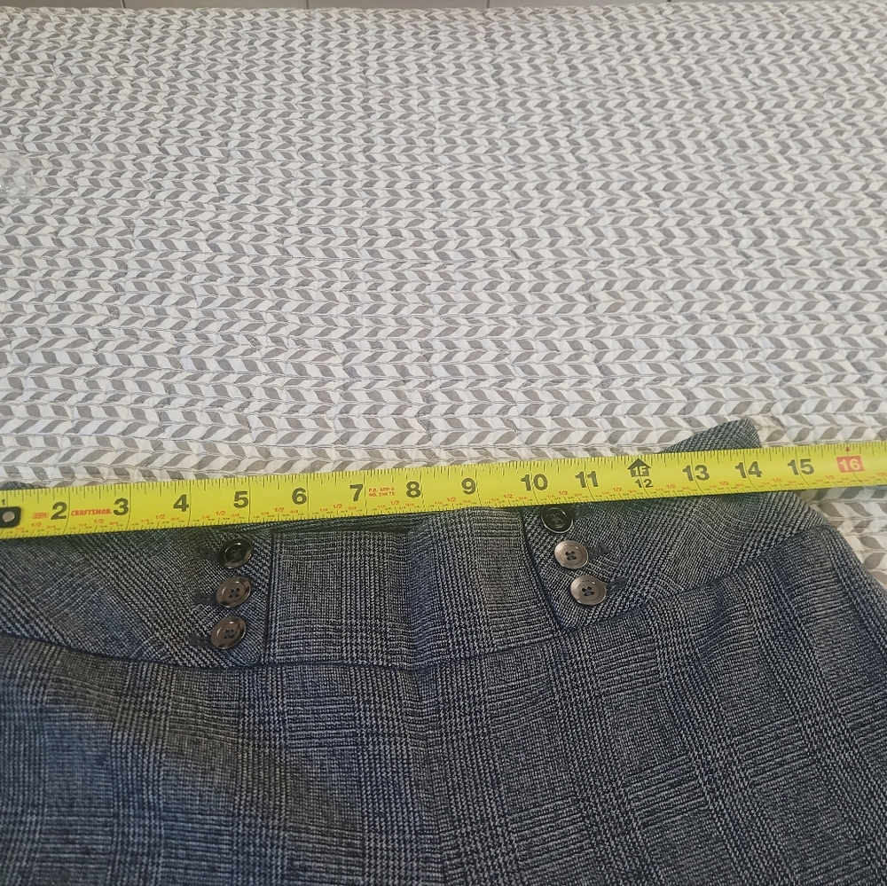 WHBM Gray/Black Plaid Wide Leg Trouser Pants- Front Sailor Buttons (size 0) - Picture 16 of 16